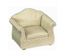 Fauteuil De Maison De Poupée Rétro Années 70 Beige Salon Meuble 1:12