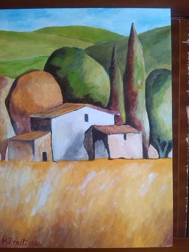 Ferme peinture l huile - ferme,
