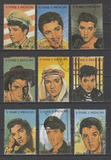 th1  S. Tomé E Principe  série de 9 timbres  Elvis Presley   oblitérés