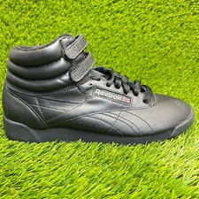 Reebok Freestyle Leather Womens Size 7 Triple Black Athletic Shoes Sneakers