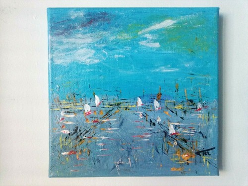 Tableau abstrait acrylique - , sur
