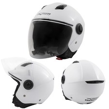 Casque Avec Visière longue Moto Scooter Quad Jet ECE 22-06 Blanc