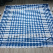 Nappe ancienne  en coton bleu