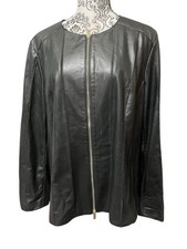 Marina Rinaldi Women's Black Eroe Sheepskin Leather Jacket U.S 16