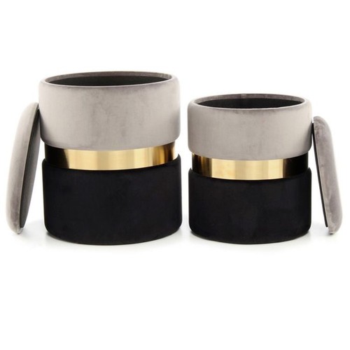 Lot poufs ronds velours - 2,