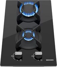 Plaque Gaz 2 Feuxs Encastrable, Cuisinière à Gaz 2 Brûleurs, Grille Fonte, 3700W