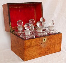 Cave à liqueur Empire en loupe - cristal du Creusot - XIXe siècle