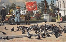 CPA MONACO JARDINS DE MONTE CARLO LES PIGEONS SUR LA PLACE DU CASINO