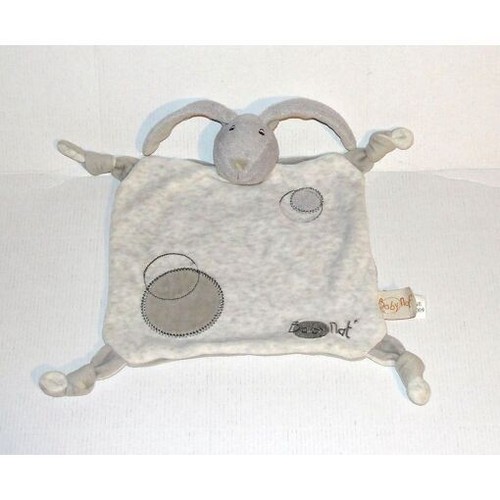 Doudou plat lapin gris - lapin,