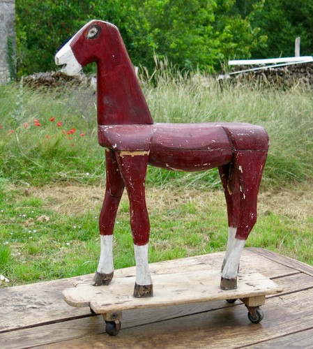 Cheval bois ancien - cheval, en