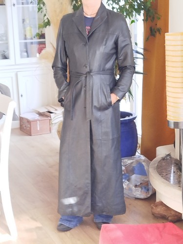 Trench femme long cuir noir - cuir,