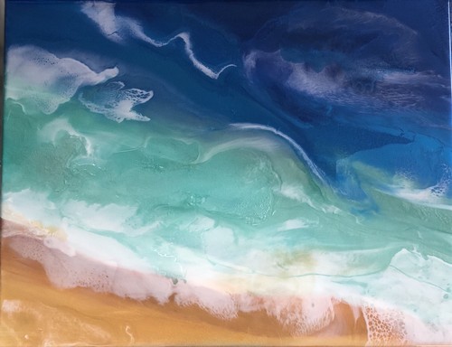Original beach painting - original, resin