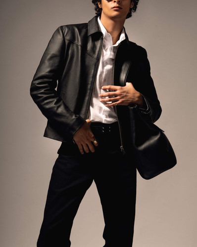 Veste cuir course noire - de,