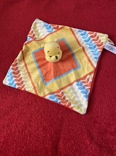🇫🇷DOUDOU PLAT CARRÉ WINNIE ORANGE JAUNE BLEU FEUILLE NICOTOY NEUF