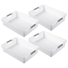  4 Pcs Panier De Rangement Plastique Paniers Empilables Pour Salle Bain