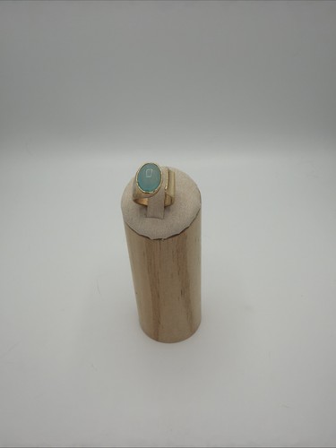Bague dorée cabochon bleu - bague,