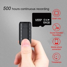 500 Hrs Mini Spy Voice Activated Recorder Digital Audio Magnetic 64GB MP3 Player