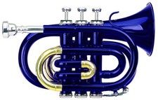 Trompette Instrument a Vent Cuivre 3 Pistons Embouchure Etui Chiffon Set bleu