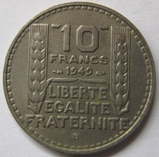 Pièce de monnaie Française de10 francs Turin petite tête, 1949 B, SUP, (66).