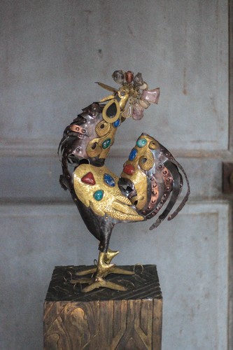 Sculpture coq métal et - métal,