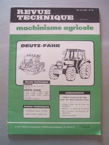 Revue technique tracteur - tracteur, deutz