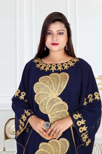 Caftan georgette bleu marine - georgette,