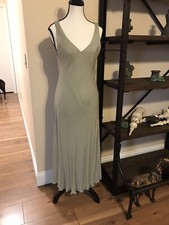 RTW Charleston 100% Silk Green Maxi Womens Dress Slip Elegant Party Summer