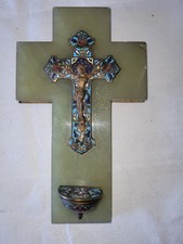 Crusifix en bronze émaillé socle marbre