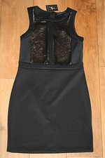 Robe NEUVE & ÉTIQUETTES TAILLE 10 stretch moulante paillettes panneaux fête club crayon plongée 