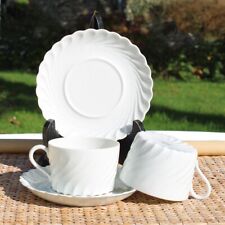 Set 2 tasses à thé + soucoupes en porcelaine fine modèle Torse Haviland Limoges