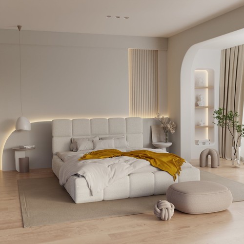 Lit coffre 160cm oneira tissu - 160cm,