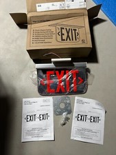 3 New Dual-Lite LESCDRDNA Satin Edge Lit LED Exit Sign Double Face Red Hubbell