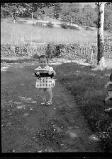 Young Child Baby Infant Garden Toy Truck - Old Photo Negative Year. 1930