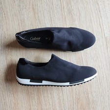 Gabor Comfort Easy Walking Slip-On Trianer Shoes Elastic Front Panel Black US8.5