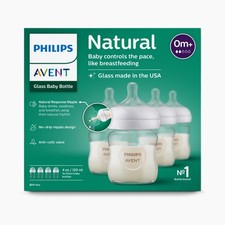 Open Box~Philips Avent Natural Response Newborn 4 Glass Baby Bottles 4 oz Each