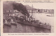 Old postcard 83 Toulon counter-torpedo boat CAVALIER school mechanics divers heater