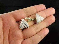 2.18 Ct Round Simulated Diamond Men's Dumbbell Pendant 14k Two Tone Gold Plated