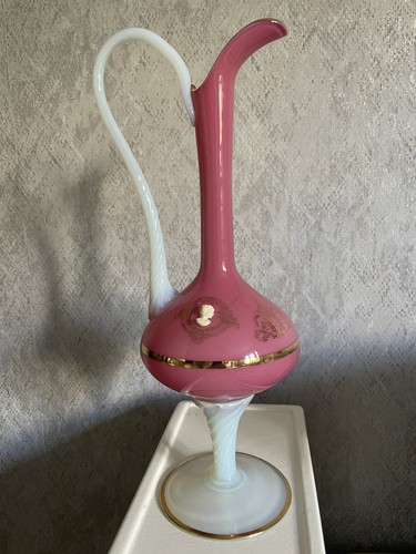 Vintage pink glass white - pink,