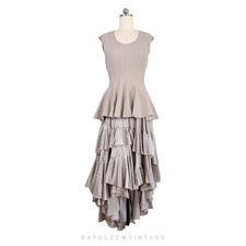 Ivan Grundahl Maxi Dress XL Brown Taupe Silk Lagenlook Avant Garde Artsy Gown