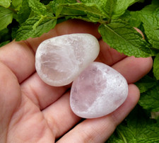 Lot of 2 rolled stones rose quartz 3.5cm minerals collection polished lithotherapy