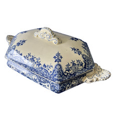 Ancien plat légumier soupière faïence de Longchamp France Rouen terre de fer