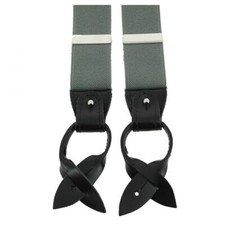 Tony & Paul. Bretelle. Hercule, Viscose. Gris / Cuir Noir  - Uni -  FABRIQUE EN 