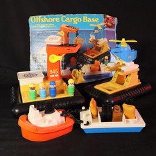 Base de fret offshore Fisher Price, 945 jouets rares. Port avec bateau et