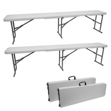2 Bancs pliants blancs-Bancs