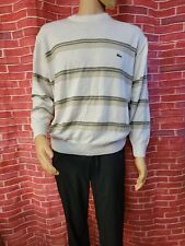 Lacoste Vintage 80's White Cotton Striped Pull Over Sweater Sz Medium #WM1