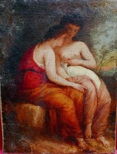 18th Century French School Oil/Canvas Genre Scene Painting