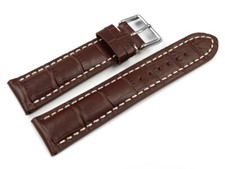 Bracelet de montre rembourrage épais grain croco marron foncé 19mm 21mm 23mm