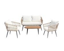 Set Salon Pour L'Extérieur En Rotin Et Osier Avec Petite Table Fauteuils Et
