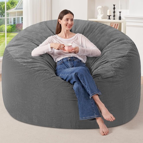6ft grey giant adult - bean, bag