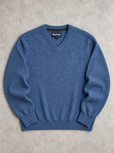 Pull barbour col bleu chiné - barbour,